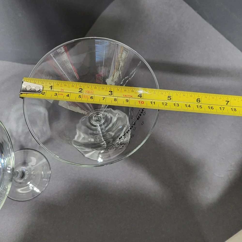 Set of 2 Badda-Bing Sioux City Iowa Martini Glasses Clear Novelty Barware 7.25in